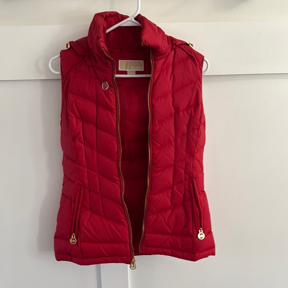 Red Quilted Vest with Gold Accents
